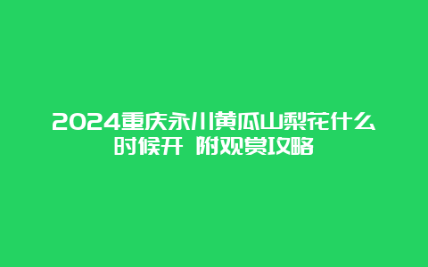 2024重庆永川黄瓜山梨花什么时候开 附观赏攻略