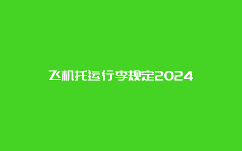 飞机托运行李规定2024