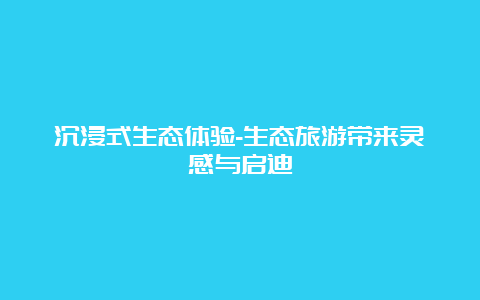 沉浸式生态体验-生态旅游带来灵感与启迪