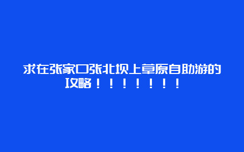 求在张家口张北坝上草原自助游的攻略！！！！！！！