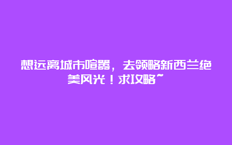 想远离城市喧嚣，去领略新西兰绝美风光！求攻略~