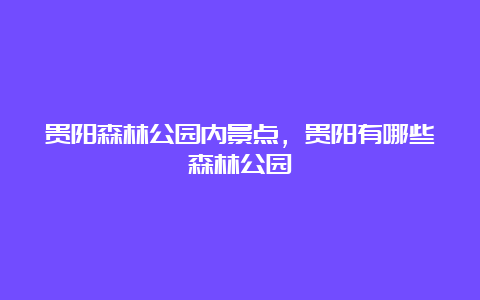 贵阳森林公园内景点，贵阳有哪些森林公园