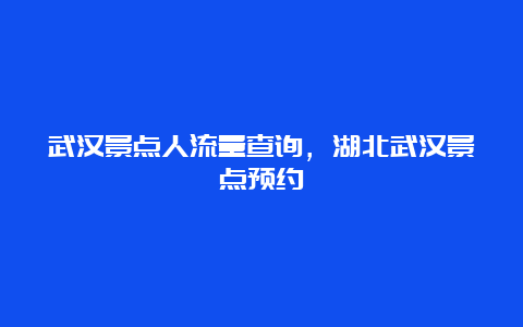 武汉景点人流量查询，湖北武汉景点预约