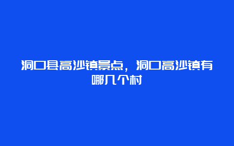 洞口县高沙镇景点，洞口高沙镇有哪几个村