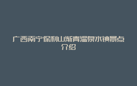 广西南宁保利山渐青温泉水镇景点介绍