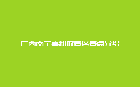 广西南宁嘉和城景区景点介绍