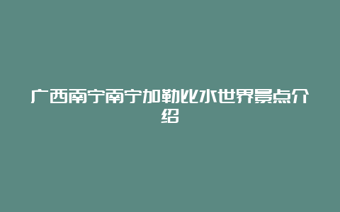 广西南宁南宁加勒比水世界景点介绍