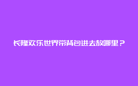 长隆欢乐世界带背包进去放哪里？