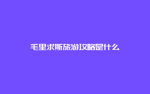 毛里求斯旅游攻略是什么