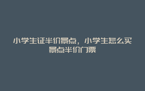 小学生证半价景点，小学生怎么买景点半价门票