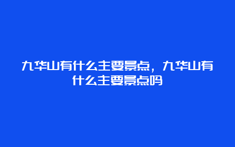 九华山有什么主要景点，九华山有什么主要景点吗