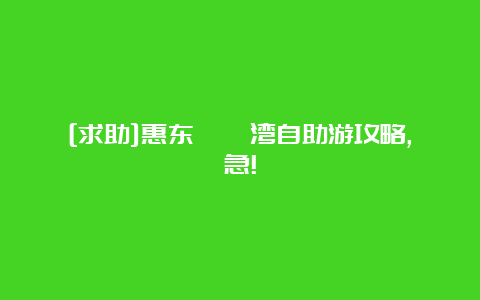 [求助]惠东巽寮湾自助游攻略,急!