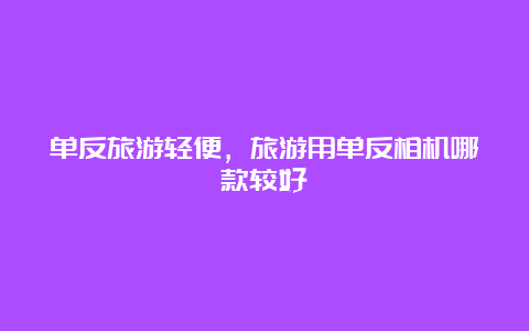 单反旅游轻便，旅游用单反相机哪款较好