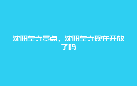 沈阳皇寺景点，沈阳皇寺现在开放了吗