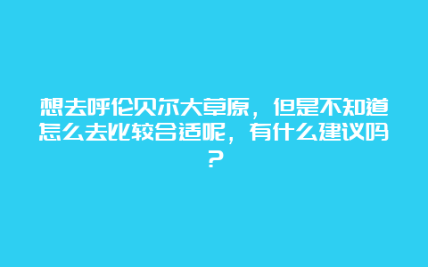 想去呼伦贝尔大草原，但是不知道怎么去比较合适呢，有什么建议吗？