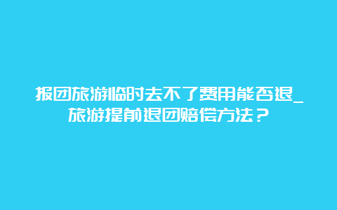 报团旅游临时去不了费用能否退_旅游提前退团赔偿方法？