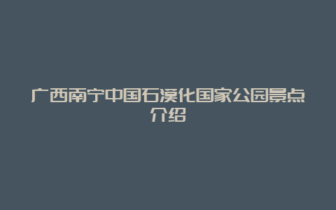 广西南宁中国石漠化国家公园景点介绍