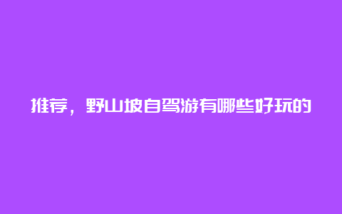 推荐，野山坡自驾游有哪些好玩的