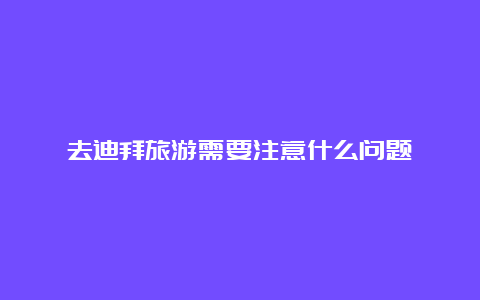 去迪拜旅游需要注意什么问题