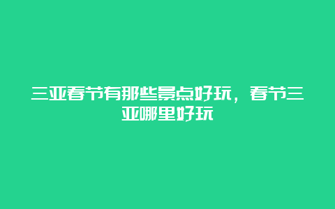 三亚春节有那些景点好玩，春节三亚哪里好玩