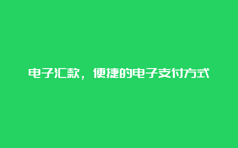 电子汇款，便捷的电子支付方式