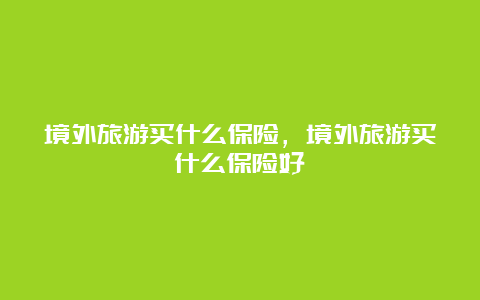 境外旅游买什么保险，境外旅游买什么保险好