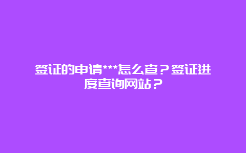 签证的申请***怎么查？签证进度查询网站？