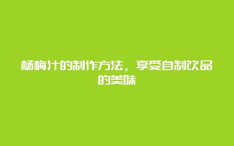 杨梅汁的制作方法，享受自制饮品的美味