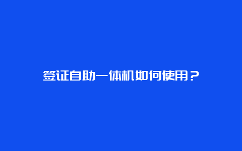 签证自助一体机如何使用？