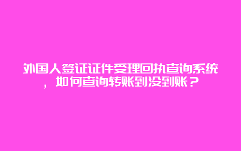 外国人签证证件受理回执查询系统，如何查询转账到没到账？