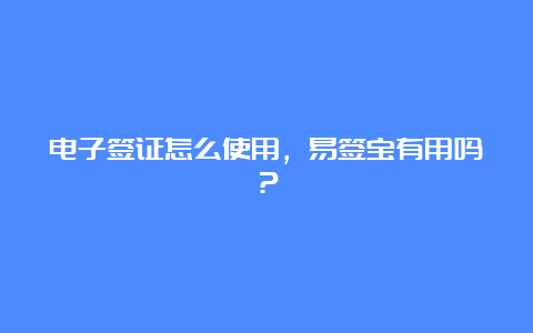 电子签证怎么使用，易签宝有用吗？