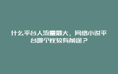 什么平台人流量最大，网络小说平台哪个比较有前途？