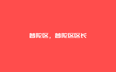 普陀区，普陀区区长