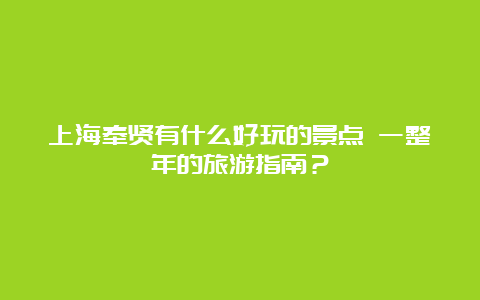 上海奉贤有什么好玩的景点 一整年的旅游指南？