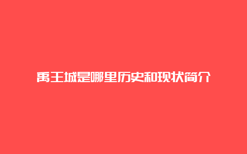 禹王城是哪里历史和现状简介