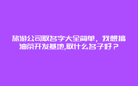 旅游公司取名字大全简单，我想搞油茶开发基地,取什么名子好？