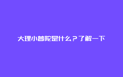 大理小普陀是什么？了解一下