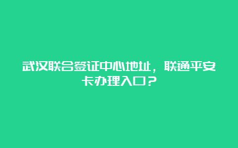 武汉联合签证中心地址，联通平安卡办理入口？