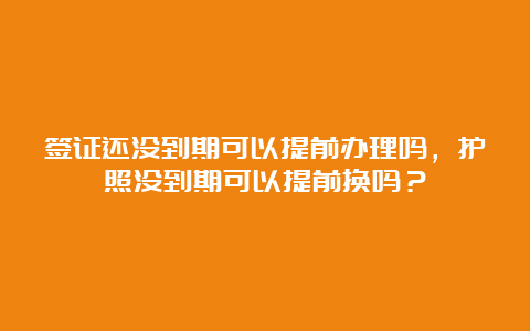 签证还没到期可以提前办理吗，护照没到期可以提前换吗？