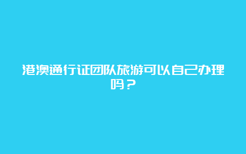 港澳通行证团队旅游可以自己办理吗？