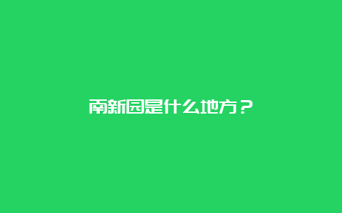 南新园是什么地方？