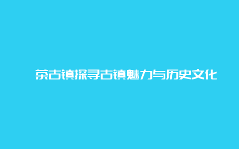 栟茶古镇探寻古镇魅力与历史文化