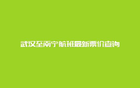 武汉至南宁航班最新票价查询