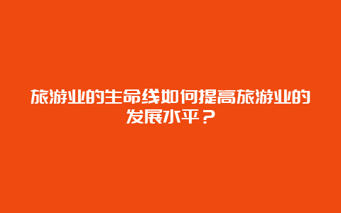 旅游业的生命线如何提高旅游业的发展水平？