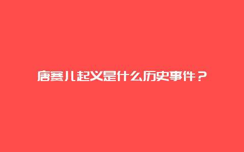 唐赛儿起义是什么历史事件？