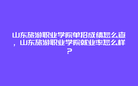 山东旅游职业学院单招成绩怎么查，山东旅游职业学院就业率怎么样？