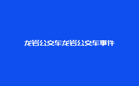 龙岩公交车龙岩公交车事件