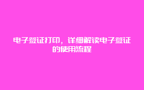 电子签证打印，详细解读电子签证的使用流程