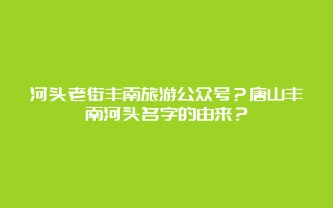 河头老街丰南旅游公众号？唐山丰南河头名字的由来？