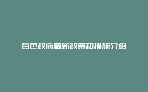 百色政府最新政策和措施介绍